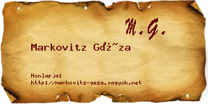 Markovitz Géza névjegykártya